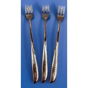 Oneida Community Twin Star Cocktail Seafood Forks 3pc Set Atomic Starburst MCM
